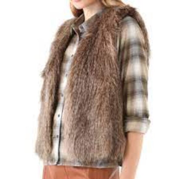 CLUB Monaco Matilda Brown Faux Fur Vest Size XS - Picture 1 of 11